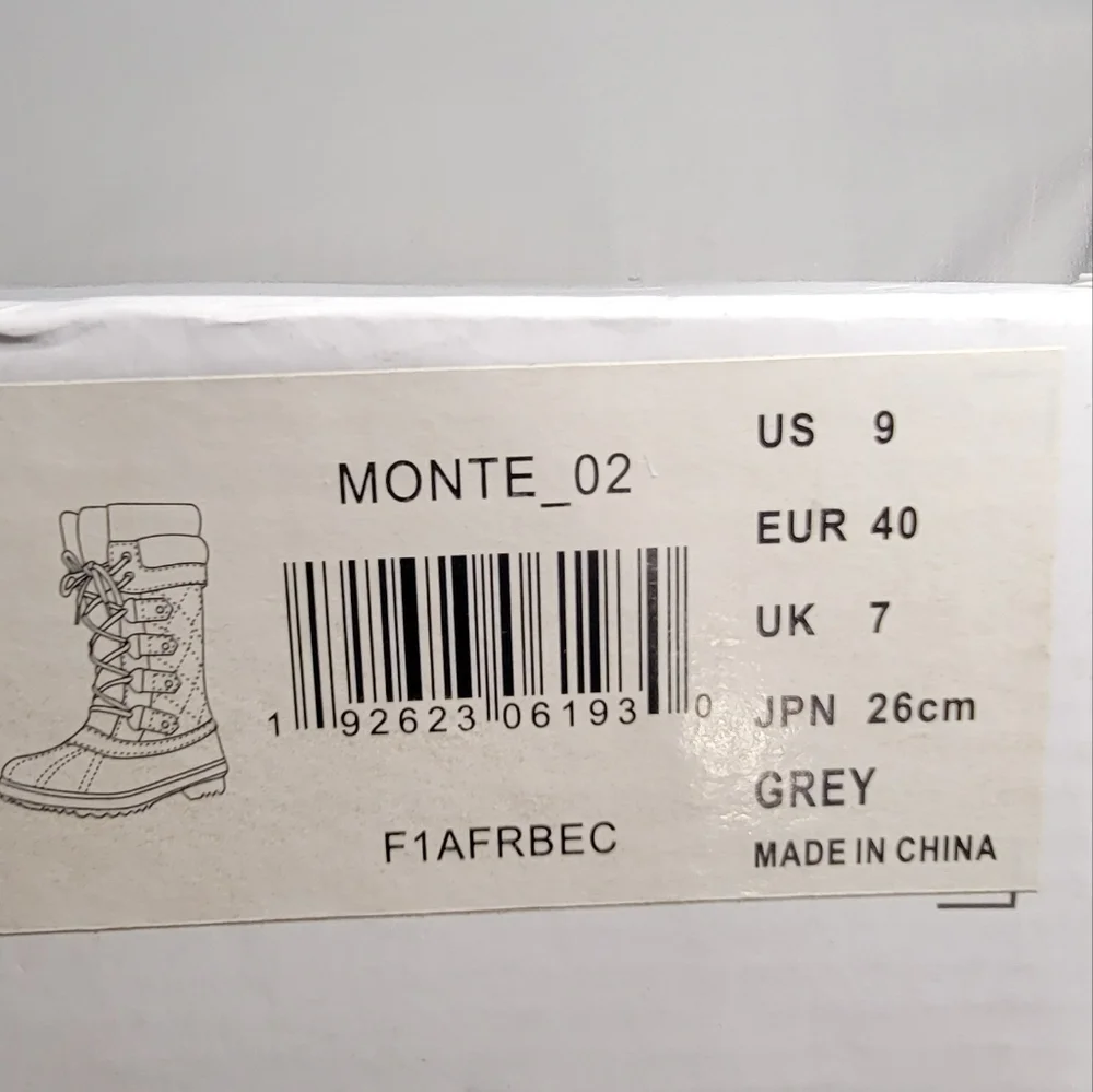 DREAM PAIRS Mid-Calf Waterproof Warm Winter‎ Snow Boots Size 9 Grey New Faux Fur